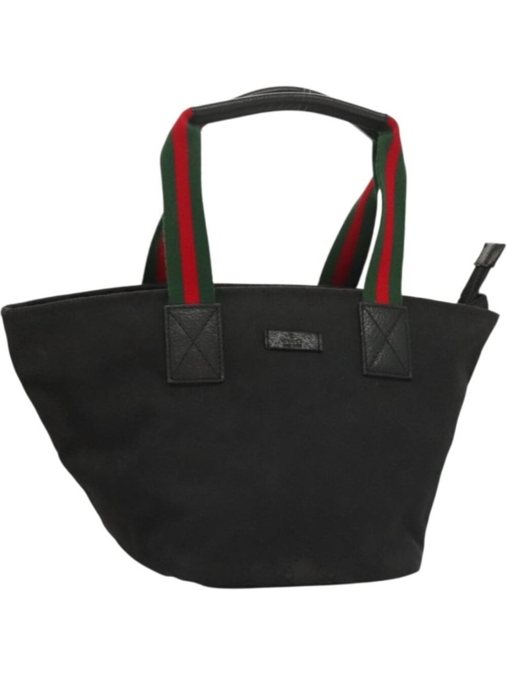 GUCCI GG Canvas Web Sherry Line Tote Bag Black Silver 131228
